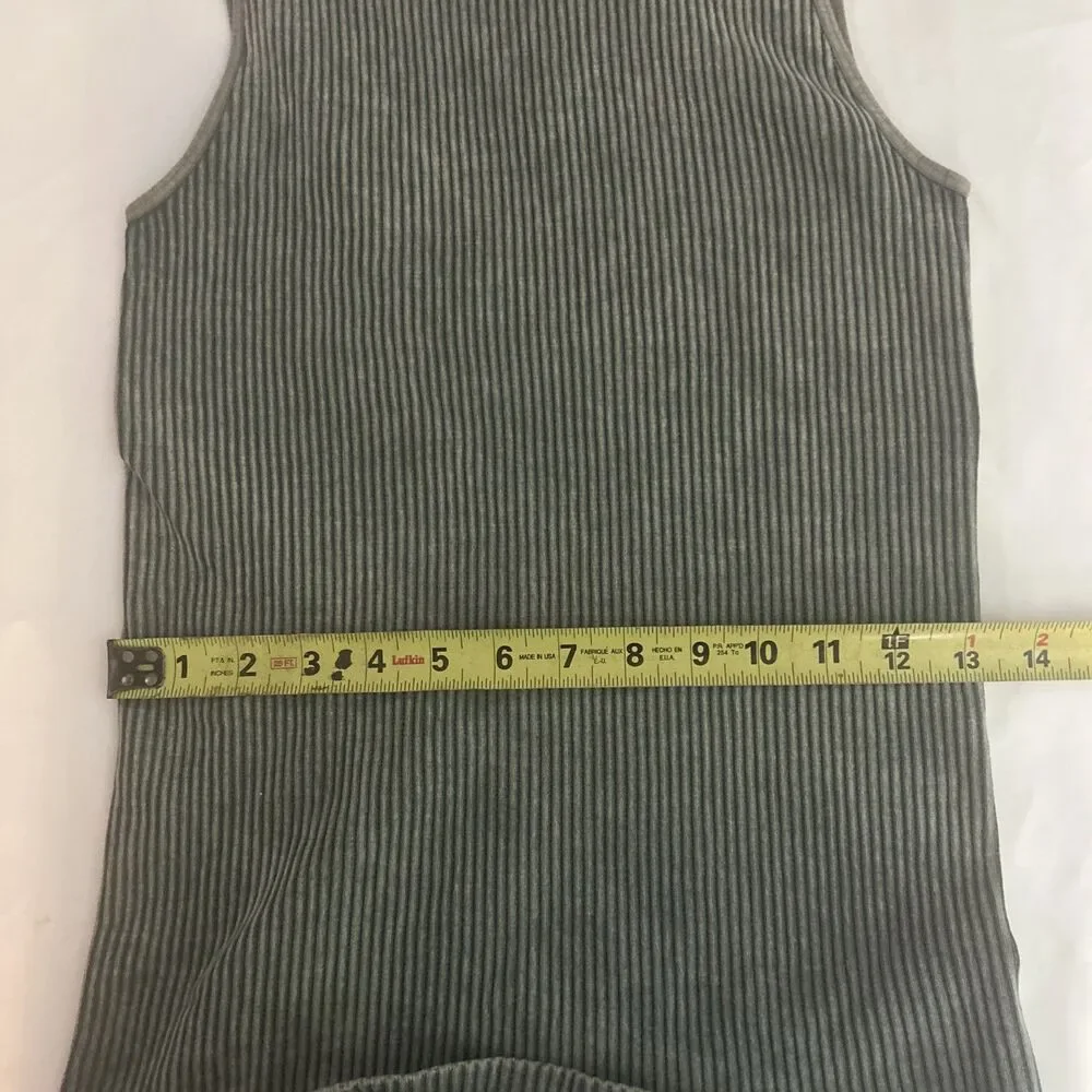 Intimately Free People Grey Ribbed Mock Neck Keyhole Back Sleeveless Top